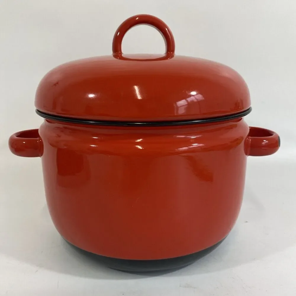 Carl Aubock Culinar Auswien Ostovics Red Enamel Pot Dutch Oven DANISH MODERN